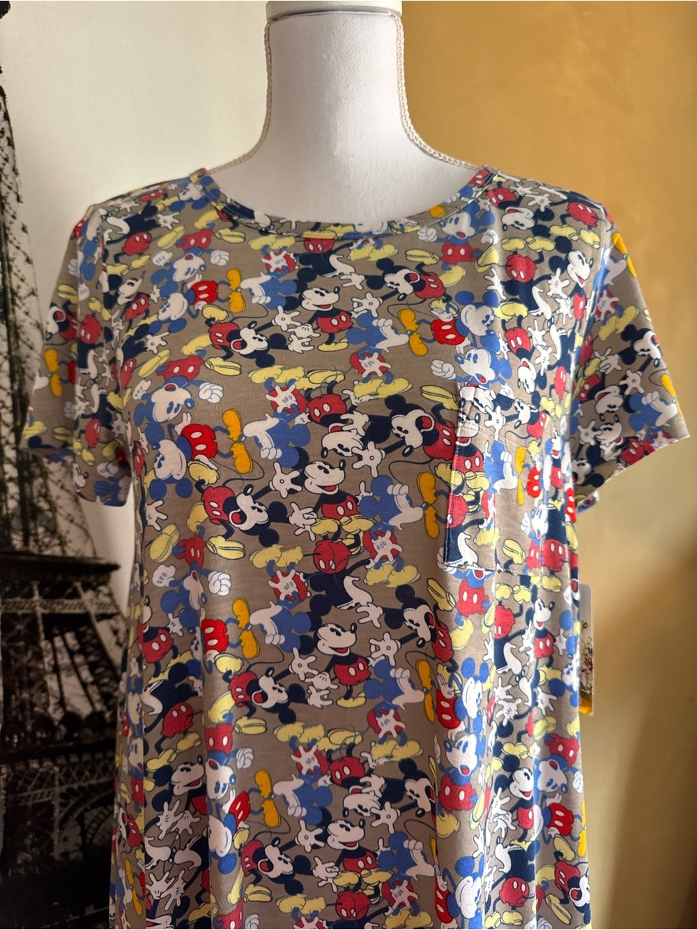 LuLaRoe Mickey and Friends Red and Blue Midi Sundress with Bateau Neckline NWT